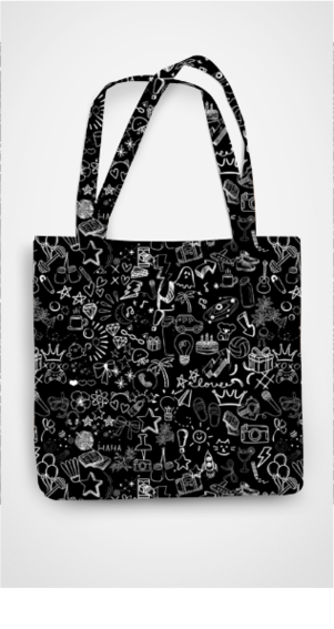 ALL OVER PRINT TOTE BAG - ZIPPER