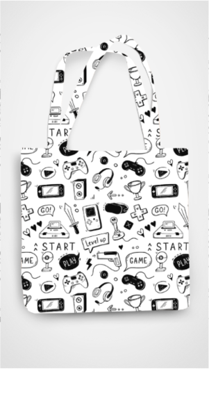 ALL OVER PRINT TOTE BAG - ZIPPER