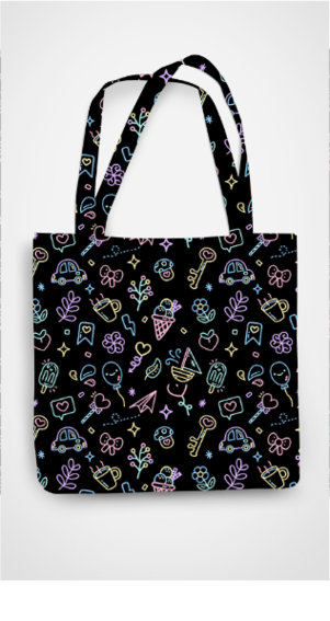 ALL OVER PRINT TOTE BAG - ZIPPER