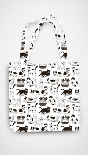 ALL OVER PRINT TOTE BAG - ZIPPER